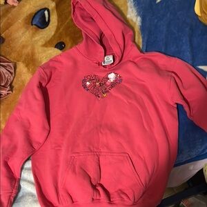 Pink Snoopy Hoodie with Heart Graphic